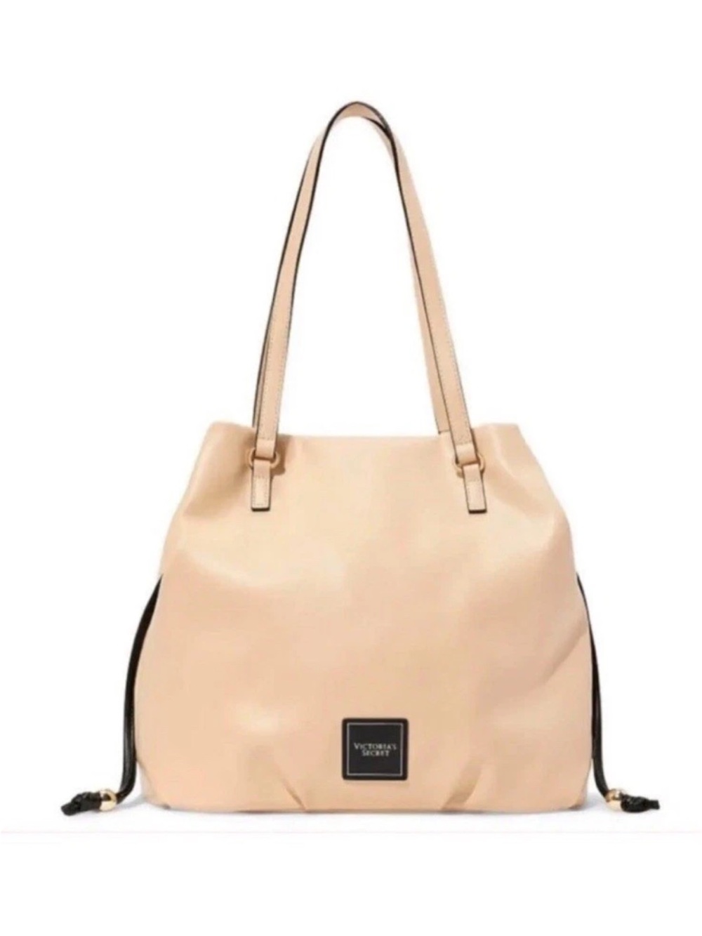 Victoria's Secret Beige Shoulder Tote with Black Trim